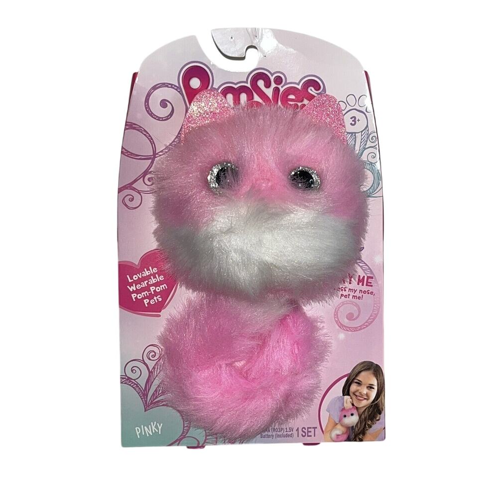 Skyrocket Pomsies Pinky Wearable Pom-Pom Pet Cat Color-changing Eyes